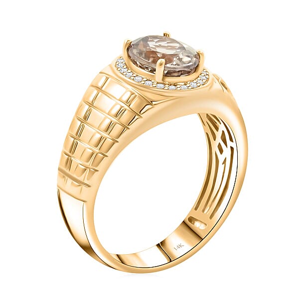 Shop Lc Luxoro 14K Yellow Gold AAA Turkizite Diamond (G-H I2) (0.22 Cts) Ring 3.15 Ctw