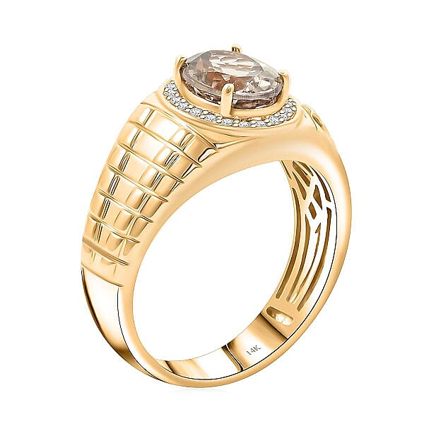 Shop Lc Luxoro 14K Yellow Gold AAA Turkizite Diamond (G-H I2) (0.22 Cts) Men's Ring (9.26 G) 3.05 Ctw