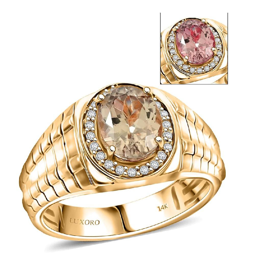 shop lc Luxoro 14K Yellow Gold AAA Turkizite Diamond (G-H I2) (0.22 cts) Ring 3.15 ctw