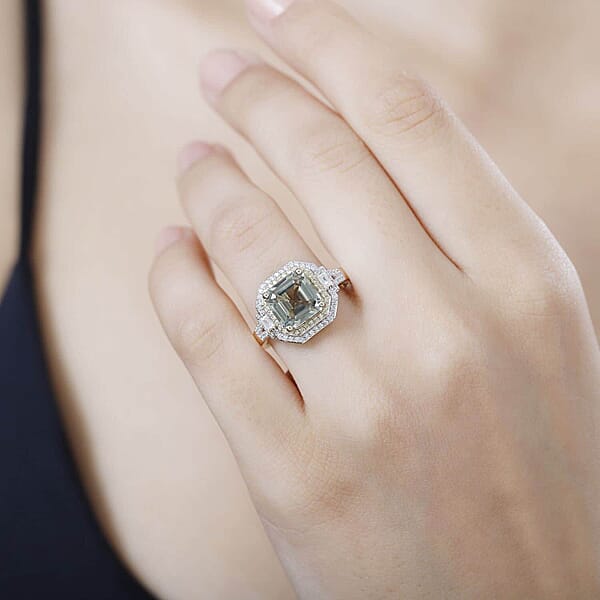 Shop Lc Luxoro 14K Yellow Gold AAA Turkizite Natural Yellow And White Diamond (I2) (0.45 Cts) Ring 4.45 Ctw