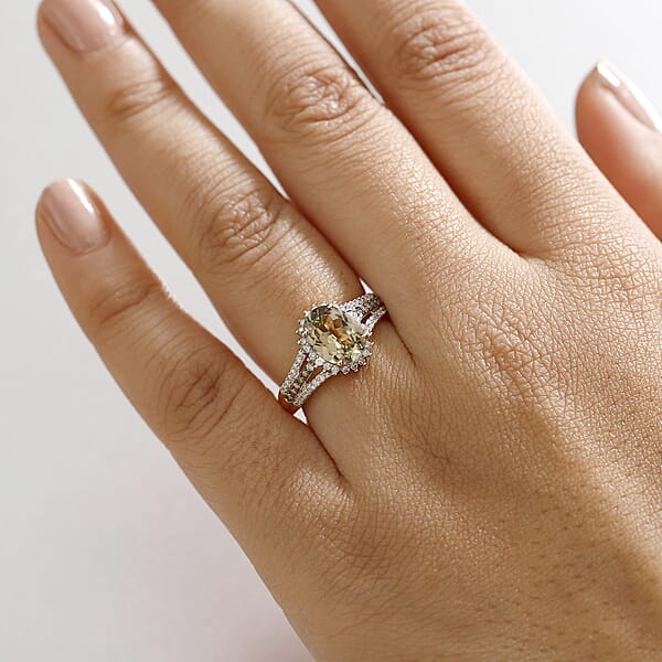 Shop Lc Luxoro 14K Yellow Gold AAA Turkizite Nature Champagne And White Diamond (I2) Ring 2.40 Ctw