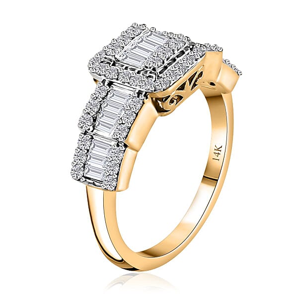 Shop Lc Luxoro 14K Yellow Gold G-H I3 White Diamond Ring 1.00 Ctw