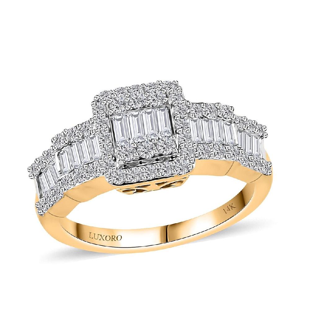 shop lc Luxoro 14K Yellow Gold G-H I3 White Diamond Ring 1.00 ctw