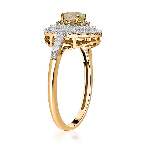 Shop Lc Luxoro 14K Yellow Gold I3 Natural Yellow And White Diamond Cocktail Ring 1.00 Ctw