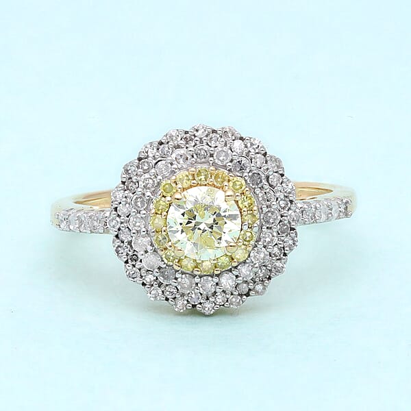 Shop Lc Luxoro 14K Yellow Gold I3 Natural Yellow And White Diamond Cocktail Ring 1.00 Ctw