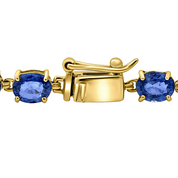 Shop Lc Luxoro 14K Yellow Gold Premium Ceylon Blue Sapphire 11.40 Ctw Tennis Bracele (6.50 In)