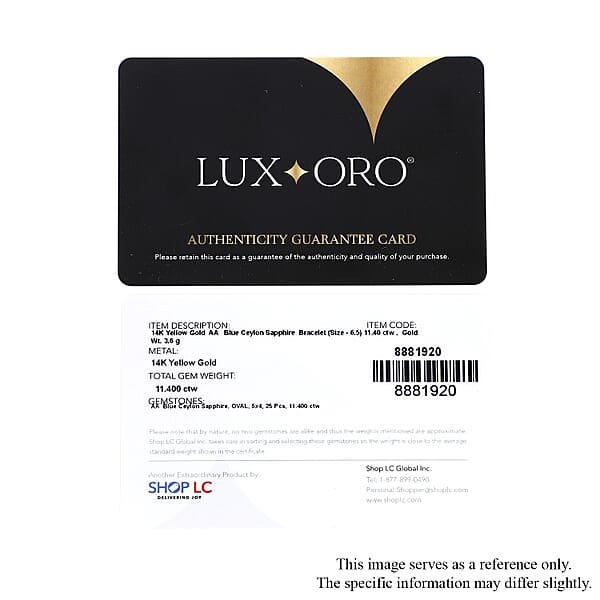 Shop Lc Luxoro 14K Yellow Gold Premium Ceylon Blue Sapphire 11.40 Ctw Tennis Bracele (6.50 In)