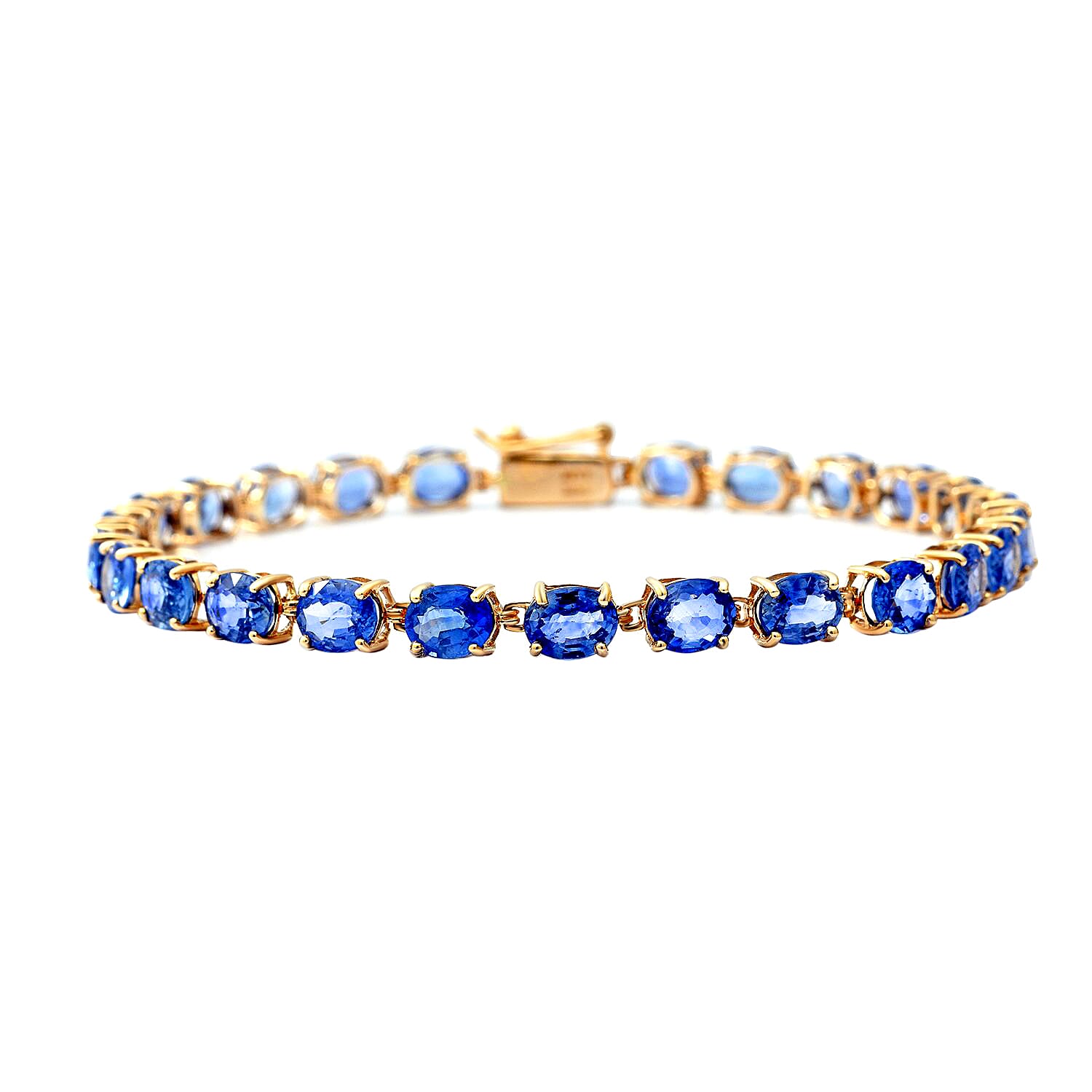 shop lc Luxoro 14K Yellow Gold Premium Ceylon Blue Sapphire 11.40 ctw Tennis Bracele (6.50 In)