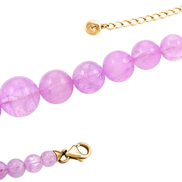Shop Lc Luxoro 14K Yellow Gold Premium Kunzite 5-13mm Beaded Necklace 18-20 Inches 300.00 Ctw