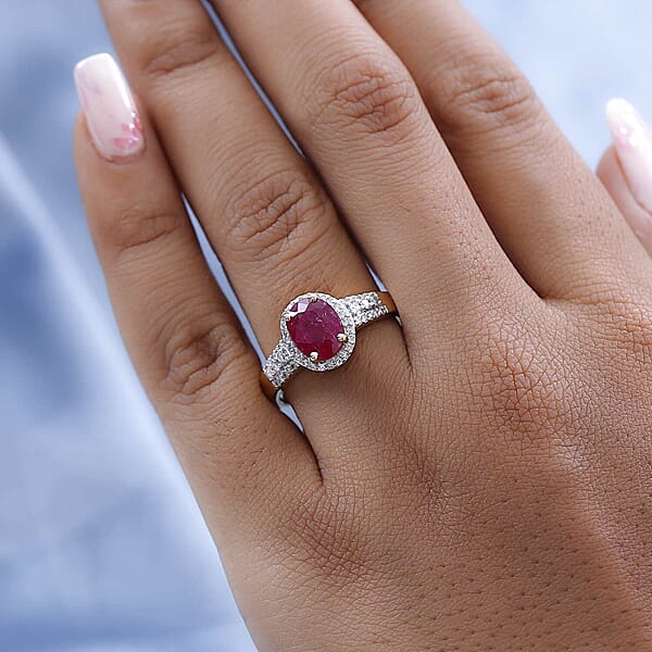 Shop Lc Luxoro 14K Yellow Gold Premium Montepuez Ruby And G-H I3 Diamond Ring 4.15 Grams 2.85 Ctw