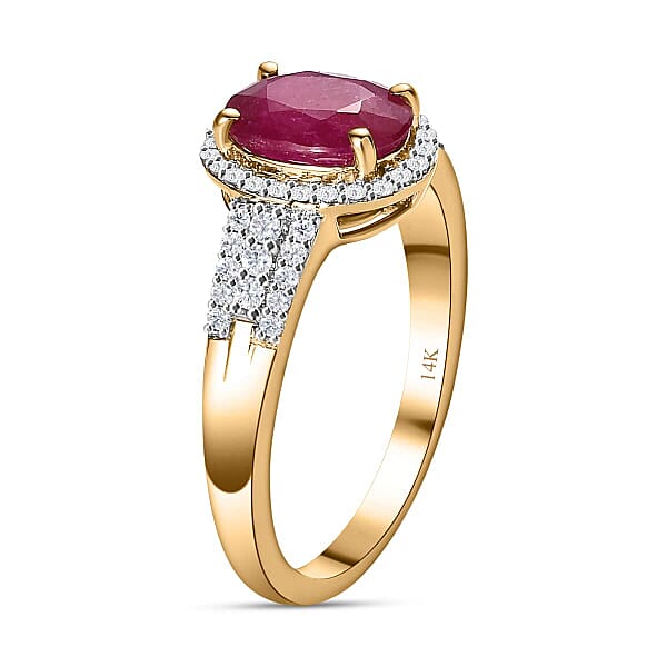 Shop Lc Luxoro 14K Yellow Gold Premium Montepuez Ruby And G-H I3 Diamond Ring 4.15 Grams 2.85 Ctw