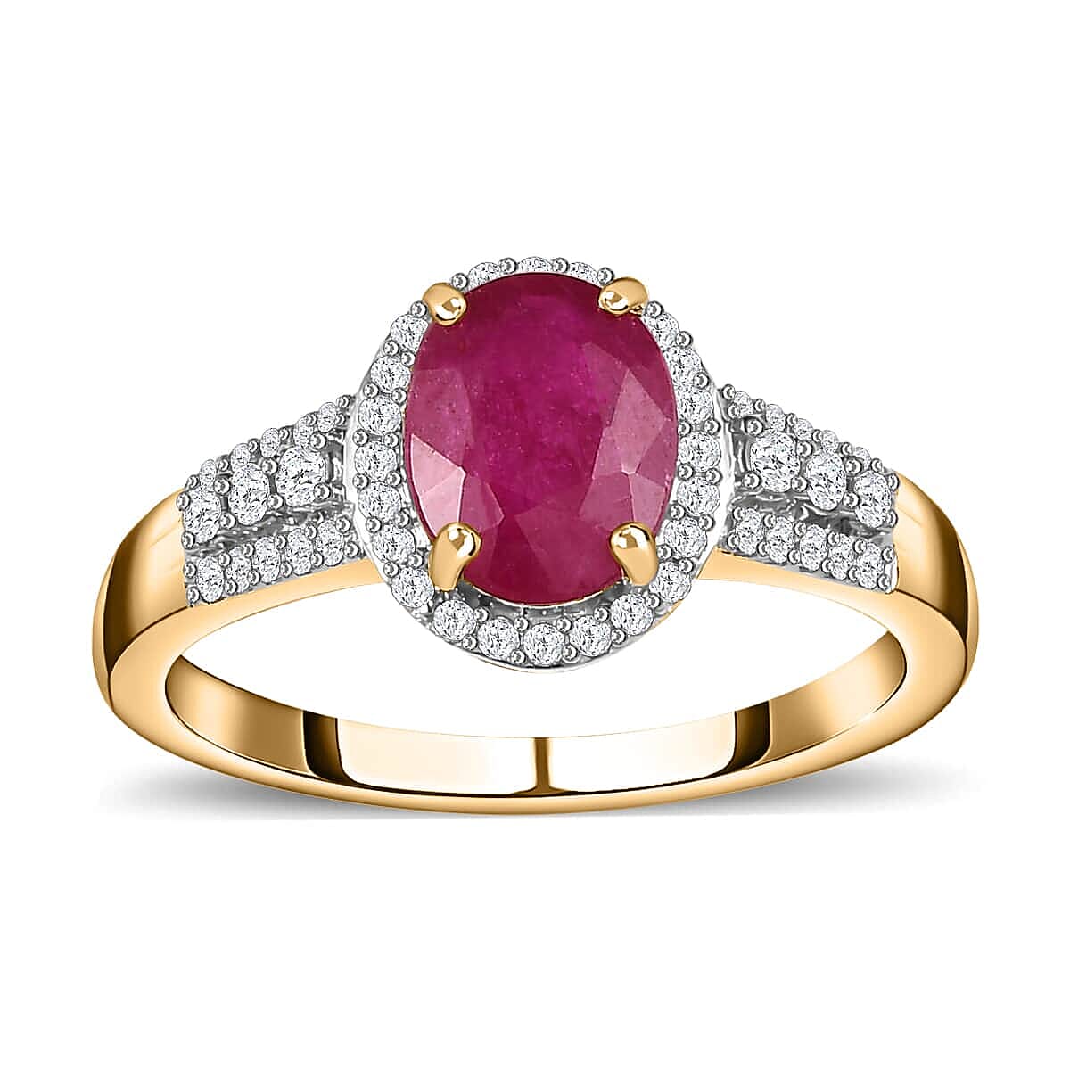shop lc Luxoro 14K Yellow Gold Premium Montepuez Ruby and G-H I3 Diamond Ring 4.15 Grams 2.85 ctw