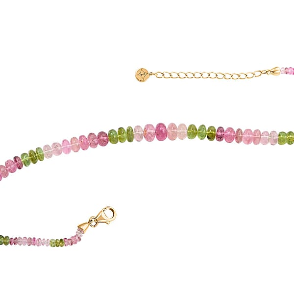 Shop Lc Luxoro 14K Yellow Gold Premium Multi-Tourmaline Beaded Necklace (18-20 Inches) 80.00 Ctw
