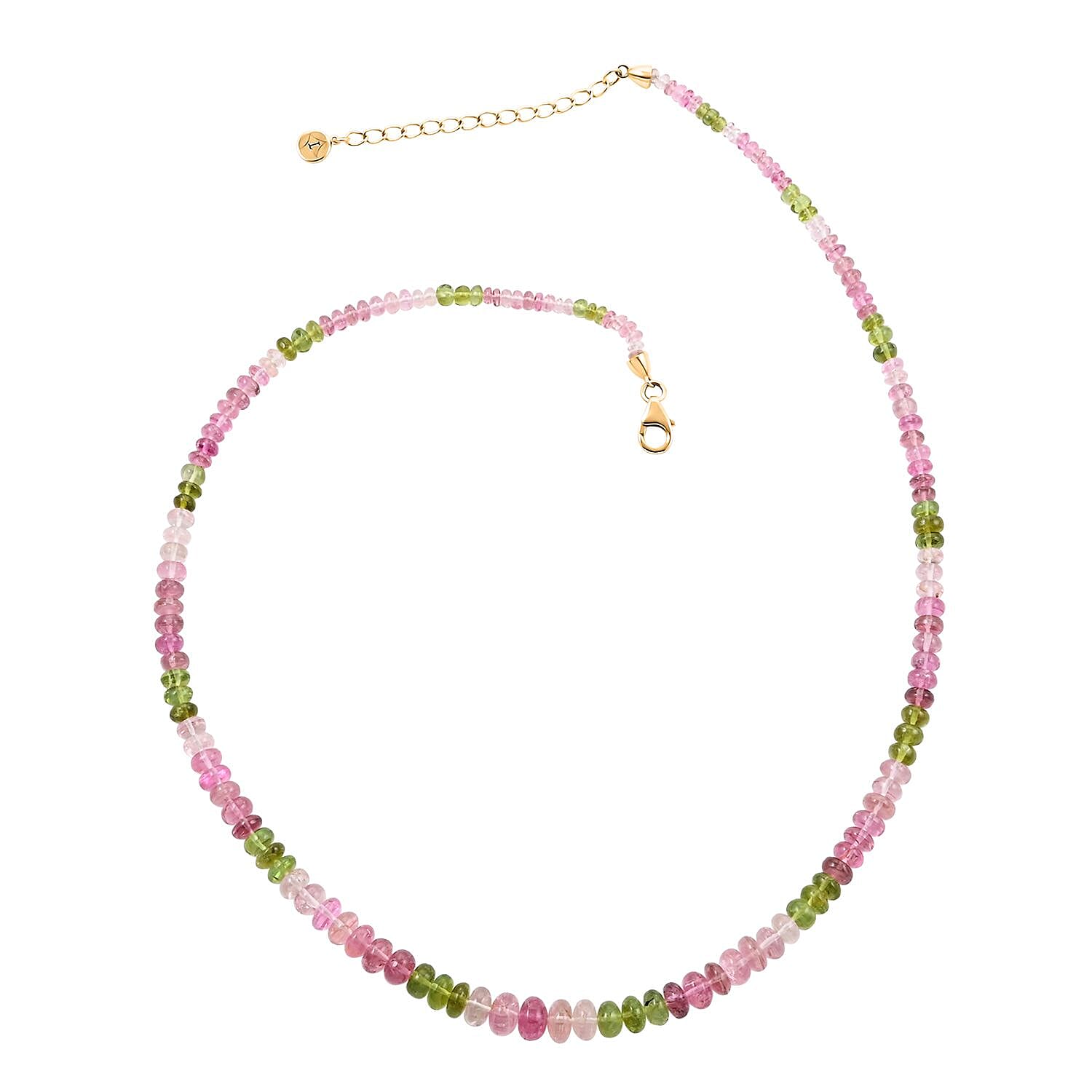 shop lc Luxoro 14K Yellow Gold Premium Multi-Tourmaline Beaded Necklace (18-20 Inches) 80.00 ctw