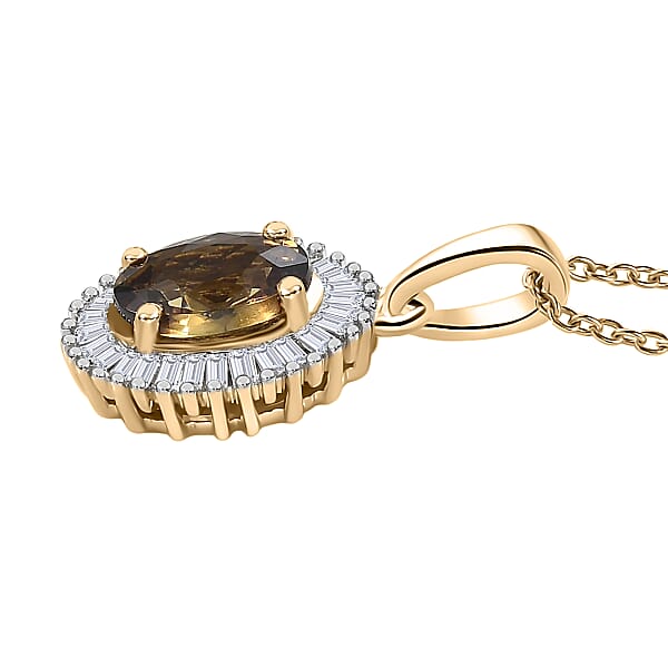 Shop Lc Luxoro AAA Ambanja Demantoid Garnet And G-H I2 Diamond 1.10 Ctw Heirloom Spark Pendant Necklace In 10K Yellow Gold 20 Inches