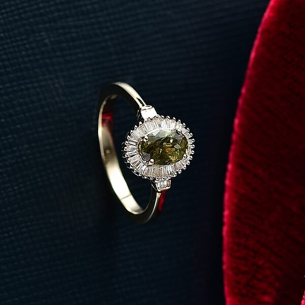 Shop Lc Luxoro AAA Ambanja Demantoid Garnet Diamond Spark Ring In 10K Yellow Gold 1.15 Ctw