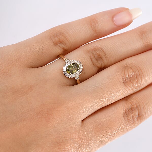 Shop Lc Luxoro AAA Ambanja Demantoid Garnet Diamond Spark Ring In 10K Yellow Gold 1.15 Ctw