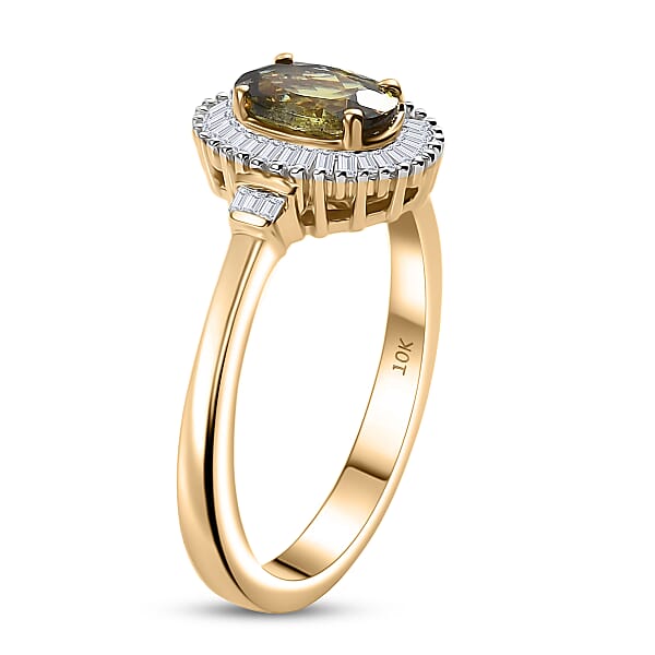Shop Lc Luxoro AAA Ambanja Demantoid Garnet Diamond Spark Ring In 10K Yellow Gold 1.15 Ctw
