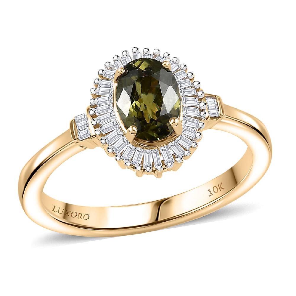 shop lc Luxoro AAA Ambanja Demantoid Garnet Diamond Spark Ring in 10K Yellow Gold 1.15 ctw