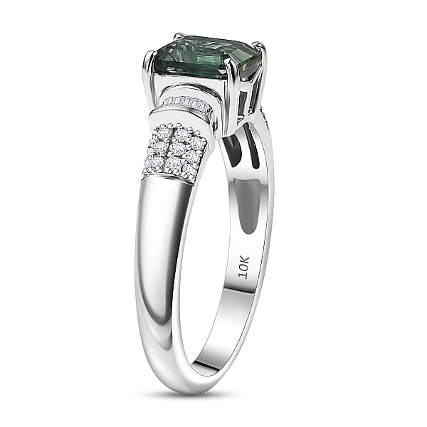 Shop Lc Luxoro AAA Arquiana Mint Tourmaline And Diamond I2 1.65 Ctw Mint Deco Ring In 10K White Gold