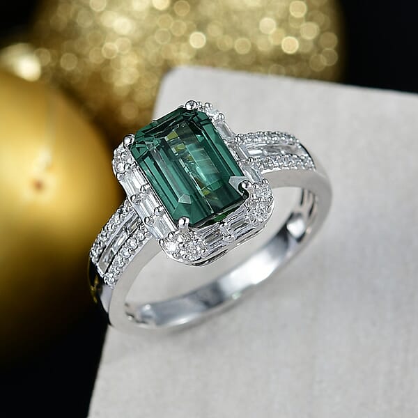 Shop Lc Luxoro AAA Arquiana Mint Tourmaline And Diamond I2 2.20 Ctw Ring In 10K White Gold
