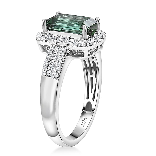 Shop Lc Luxoro AAA Arquiana Mint Tourmaline And Diamond I2 2.20 Ctw Ring In 10K White Gold