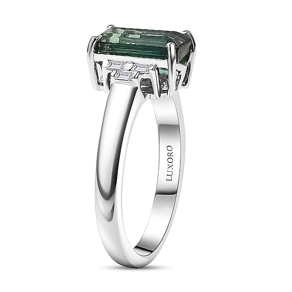 Shop Lc Luxoro AAA Arquiana Mint Tourmaline And Diamond I2 2.20 Ctw Ring In 14K White Gold 4.00 Grams