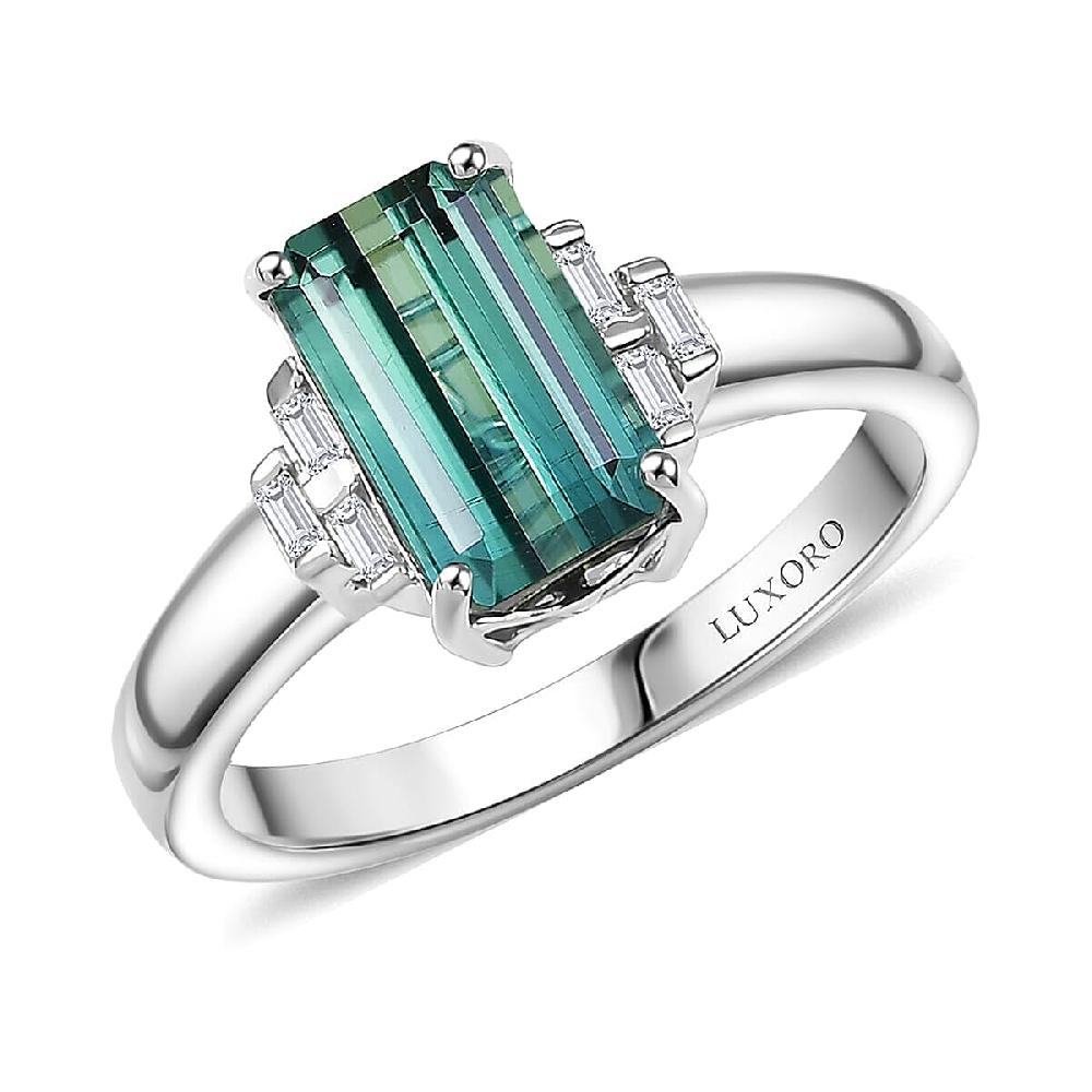 shop lc Luxoro AAA Arquiana Mint Tourmaline and Diamond I2 2.20 ctw Ring in 14K White Gold 4.00 Grams