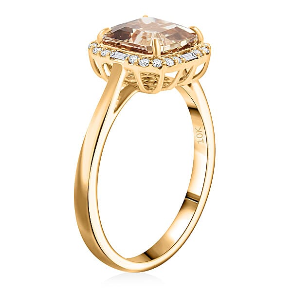 Shop Lc Luxoro AAA Asscher Cut Turkizite And Diamond G-H I2 3.45 Ctw Ring In 10K Yellow Gold