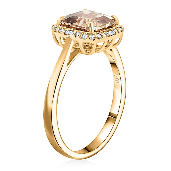 Shop Lc Luxoro AAA Asscher Cut Turkizite And Diamond G-H I2 3.45 Ctw Ring In 10K Yellow Gold