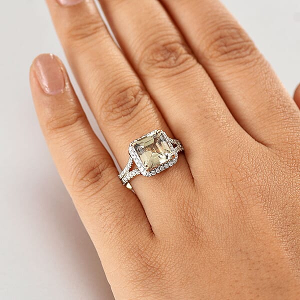 Shop Lc Luxoro AAA Asscher Cut Turkizite Diamond Ring In 14K Yellow Gold 4.68 Ctw