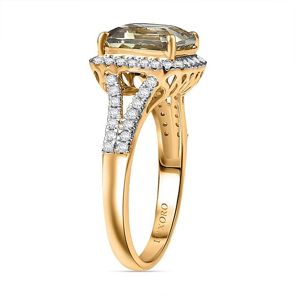 Shop Lc Luxoro AAA Asscher Cut Turkizite Diamond Ring In 14K Yellow Gold 4.68 Ctw
