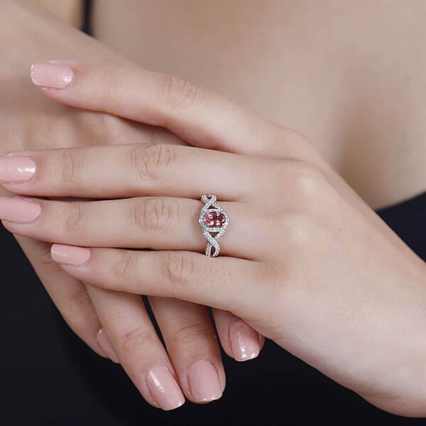 Shop Lc Luxoro AAA Blush Tourmaline And G-H I2 Diamond 1.15 Ctw Infinity Love Ring In 10K Rose Gold