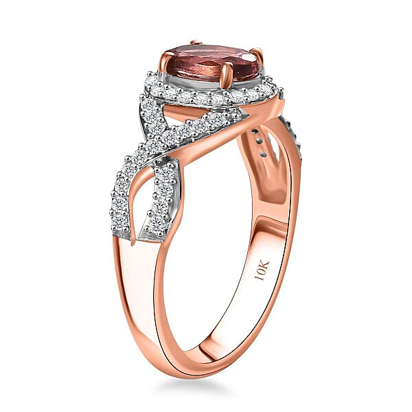 Shop Lc Luxoro AAA Blush Tourmaline And G-H I2 Diamond 1.15 Ctw Infinity Love Ring In 10K Rose Gold
