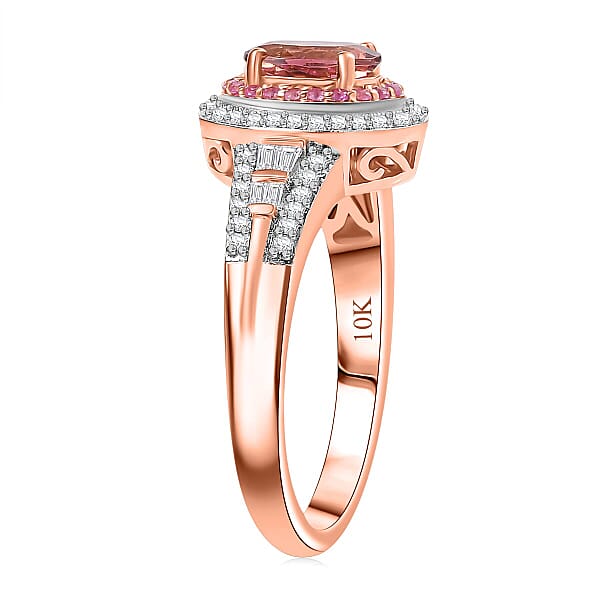 Shop Lc Luxoro AAA Blush Tourmaline Pink Sapphire And I2 Diamond 1.15 Ctw Blush Majesty Ring In 10K Rose Gold