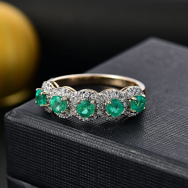 Shop Lc Luxoro AAA Boyaca Colombian Emerald Diamond Ring In 14K Yellow Gold 1.50 Ctw