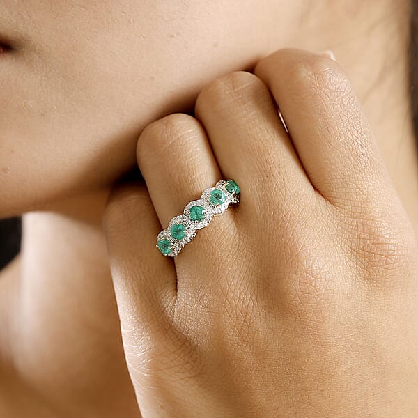 Shop Lc Luxoro AAA Boyaca Colombian Emerald Diamond Ring In 14K Yellow Gold 1.50 Ctw