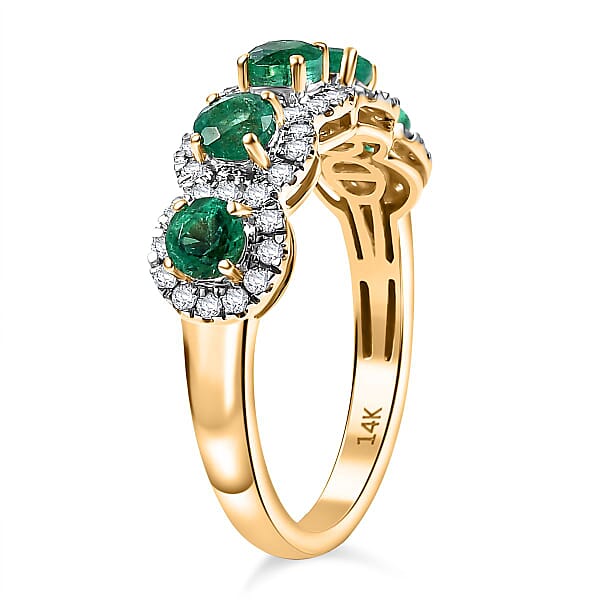 Shop Lc Luxoro AAA Boyaca Colombian Emerald Diamond Ring In 14K Yellow Gold 1.50 Ctw
