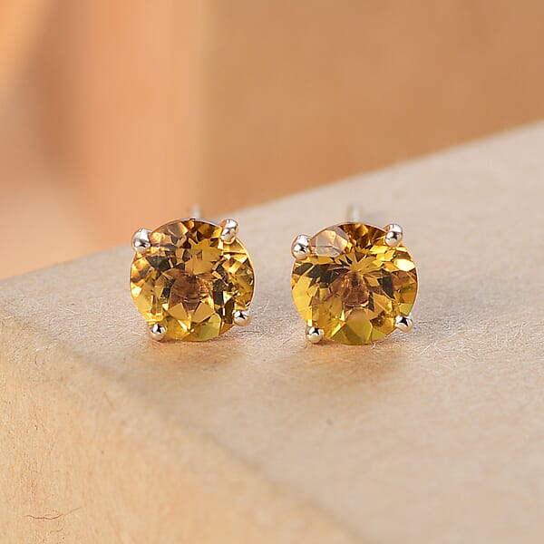 Shop Lc Luxoro AAA Brazilian Heliodor 1.60 Ctw Solitaire Stud Earrings In 10K Yellow Gold