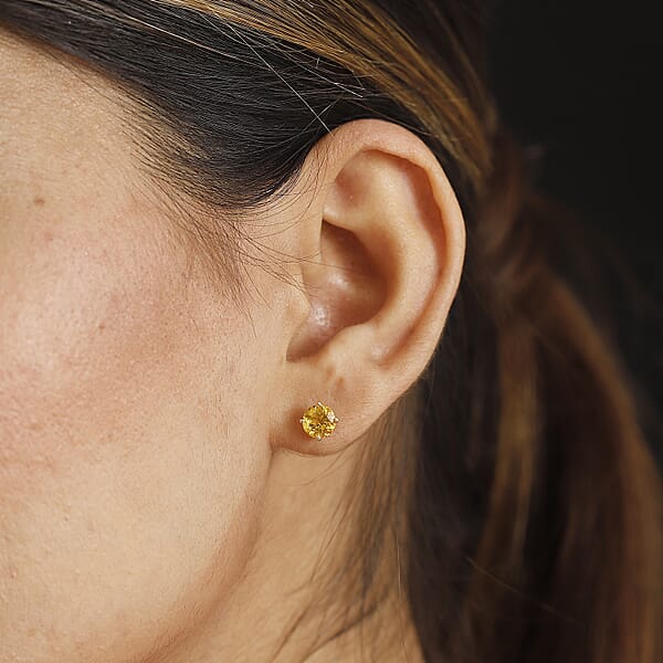 Shop Lc Luxoro AAA Brazilian Heliodor 1.60 Ctw Solitaire Stud Earrings In 10K Yellow Gold