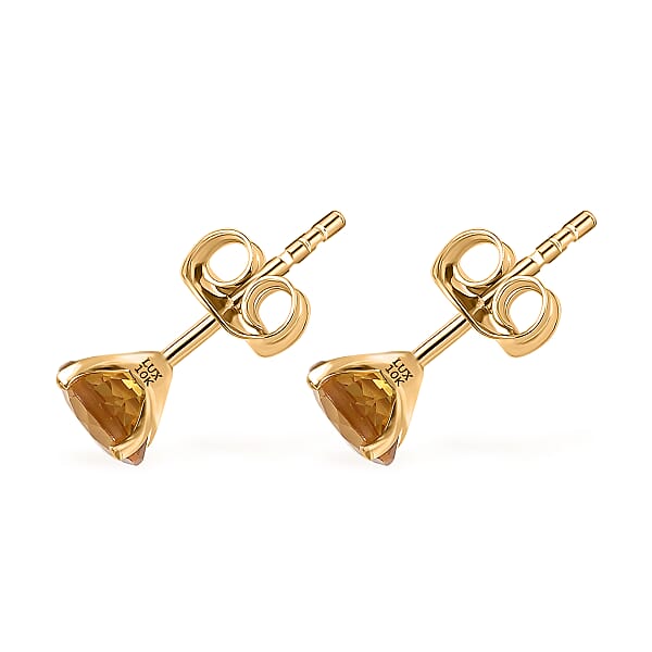 Shop Lc Luxoro AAA Brazilian Heliodor 1.60 Ctw Solitaire Stud Earrings In 10K Yellow Gold