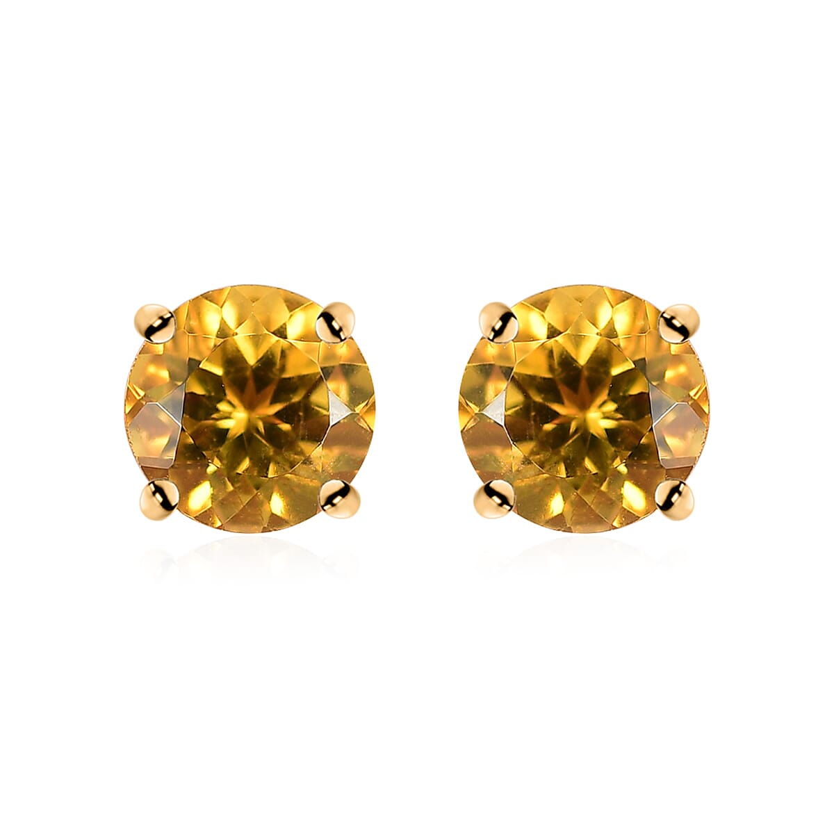 shop lc Luxoro AAA Brazilian Heliodor 1.60 ctw Solitaire Stud Earrings in 10K Yellow Gold