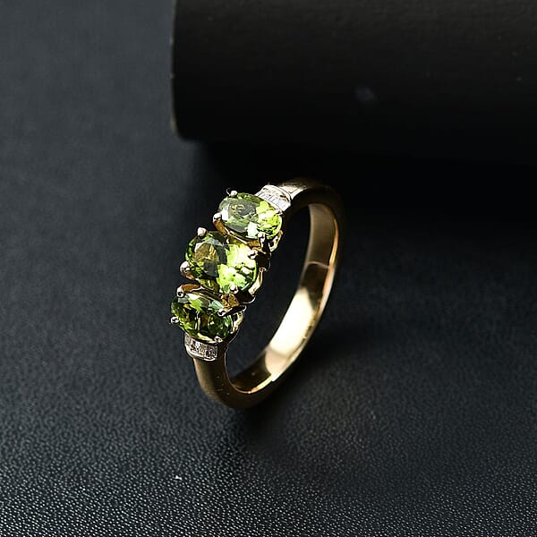 Shop Lc Luxoro AAA Calabar Tourmaline And Diamond I2 1.85 Ctw Ring In 14K Yellow Gold 4.60 Grams