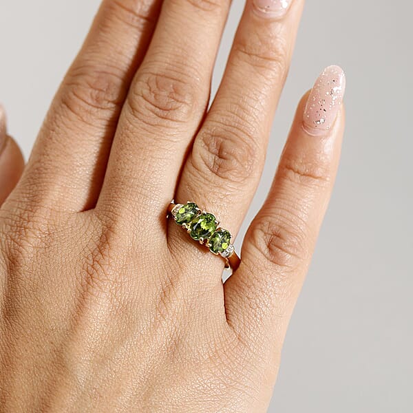 Shop Lc Luxoro AAA Calabar Tourmaline And Diamond I2 1.85 Ctw Ring In 14K Yellow Gold 4.60 Grams