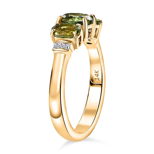 Shop Lc Luxoro AAA Calabar Tourmaline And Diamond I2 1.85 Ctw Ring In 14K Yellow Gold 4.60 Grams
