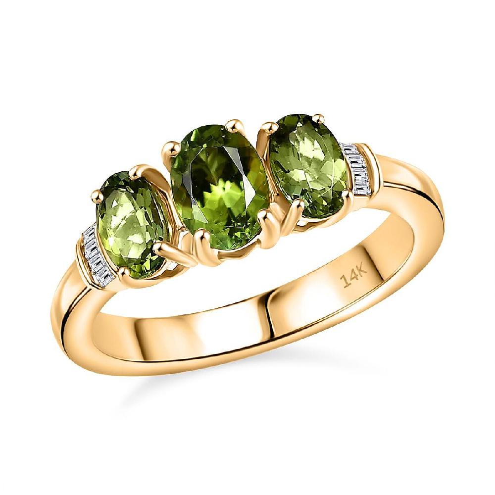 shop lc Luxoro AAA Calabar Tourmaline and Diamond I2 1.85 ctw Ring in 14K Yellow Gold 4.60 Grams