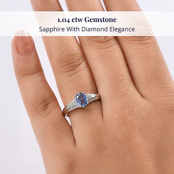 Shop Lc Luxoro AAA Ceylon Blue Sapphire And I2 Diamond 1.04 Ctw Celestial Night Sky Ring In 10K White Gold