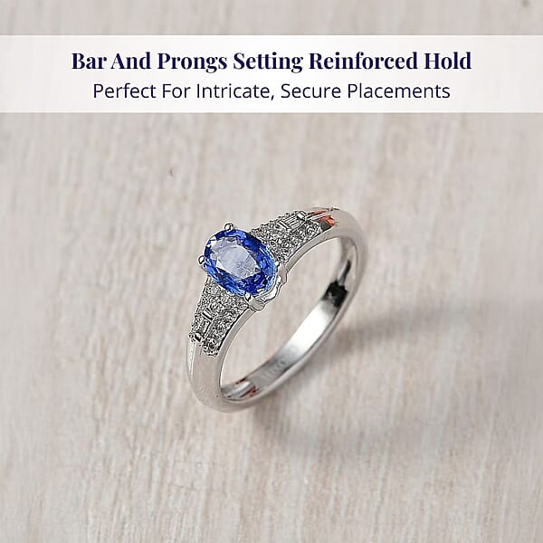 Shop Lc Luxoro AAA Ceylon Blue Sapphire And I2 Diamond 1.04 Ctw Celestial Night Sky Ring In 10K White Gold