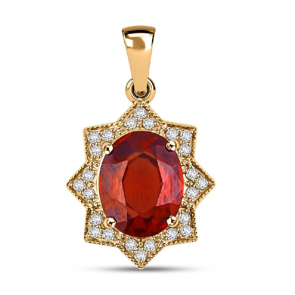 shop lc Luxoro AAA Ceylon Honey Garnet and G-H I2 Diamond 3.85 ctw Pendant without Chain in 10K Yellow Gold