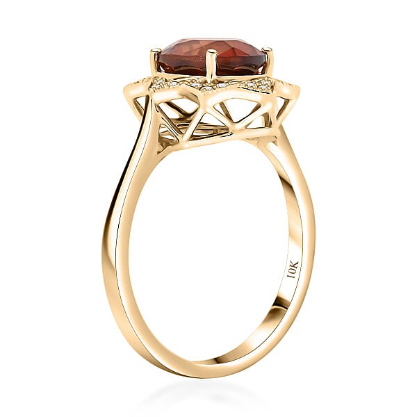 Shop Lc Luxoro AAA Ceylon Honey Garnet Diamond Ring In 10K Yellow Gold 4.00 Ctw